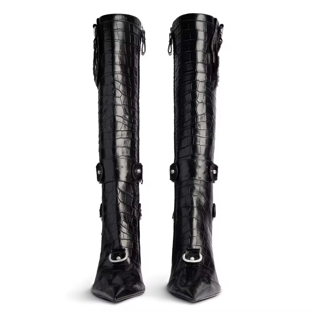 Viper Luxe Croc Buckle Heel Boots