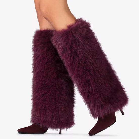 Fur Fantasy Knee-High Stiletto Boots