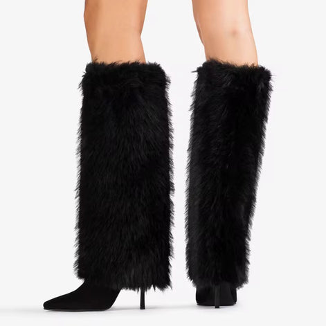 Fur Fantasy Knee-High Stiletto Boots