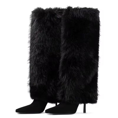 Fur Fantasy Knee-High Stiletto Boots
