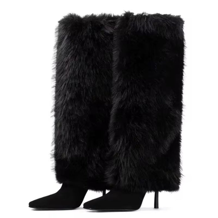 Fur Fantasy Knee-High Stiletto Boots