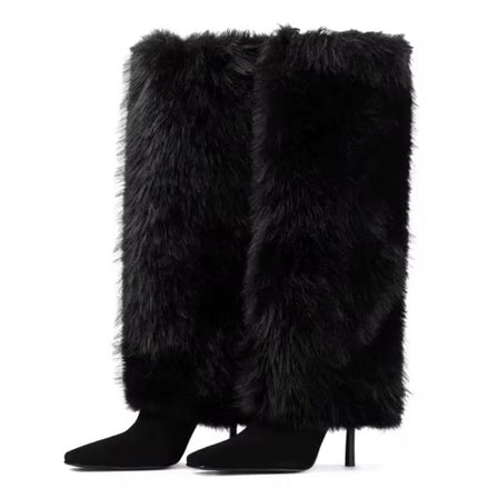 Fur Fantasy Knee-High Stiletto Boots