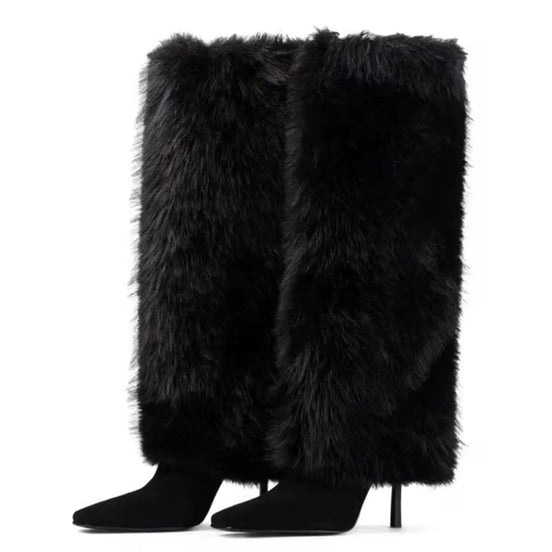 Fur Fantasy Knee-High Stiletto Boots