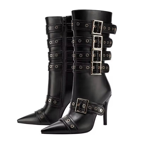 Rebel Chain-Link Buckle Boots