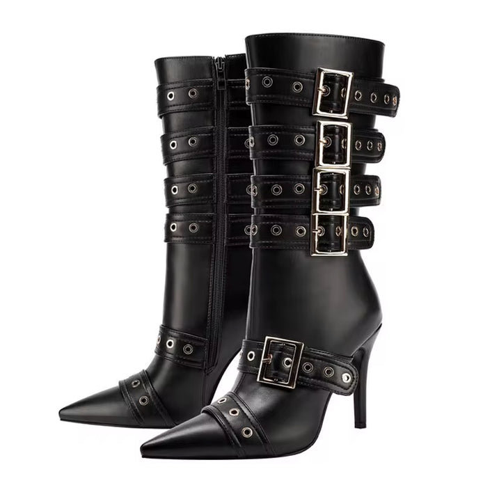 Rebel Chain-Link Buckle Boots