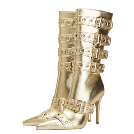 Rebel Chain-Link Buckle Boots