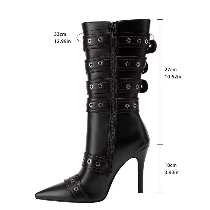 Rebel Chain-Link Buckle Boots