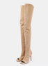 Suede Open-Toe Thigh High Boots