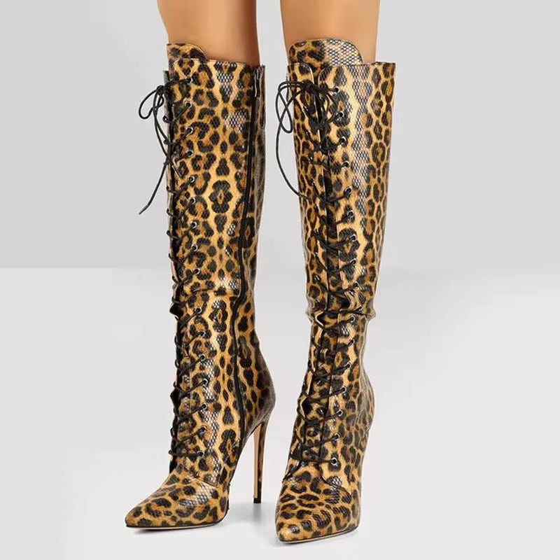 Luxe Lace-Up Stiletto Boots