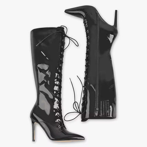 Luxe Lace-Up Stiletto Boots