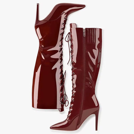 Luxe Lace-Up Stiletto Boots