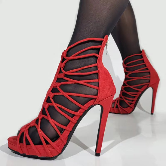 Fire Lace-Up Cage Heels
