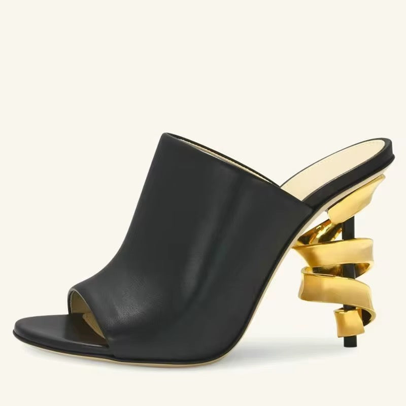 Golden Spiral Mule Heels