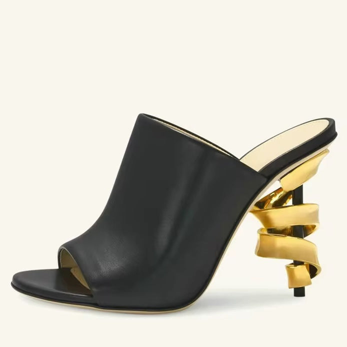 Golden Spiral Mule Heels