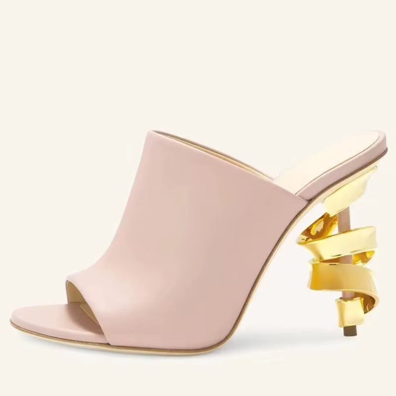 Golden Spiral Mule Heels