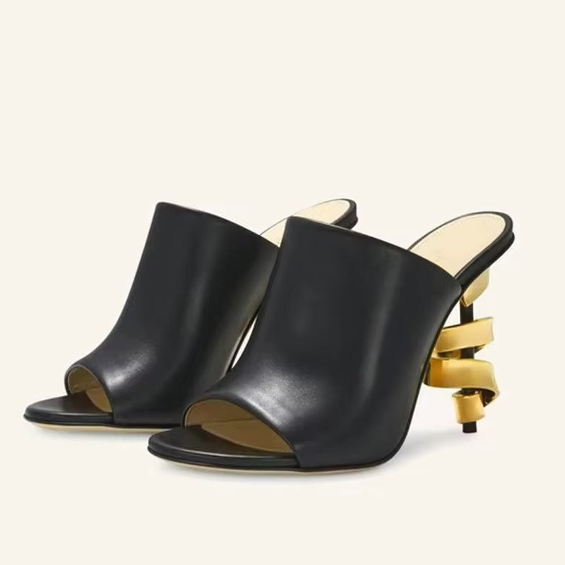 Golden Spiral Mule Heels