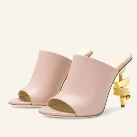 Golden Spiral Mule Heels