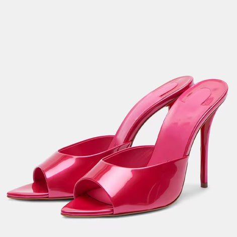 Red Sole Stiletto Mule Heels