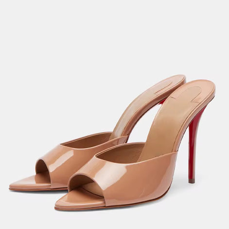 Red Sole Stiletto Mule Heels