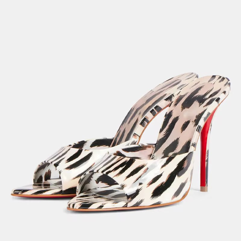 Red Sole Stiletto Mule Heels