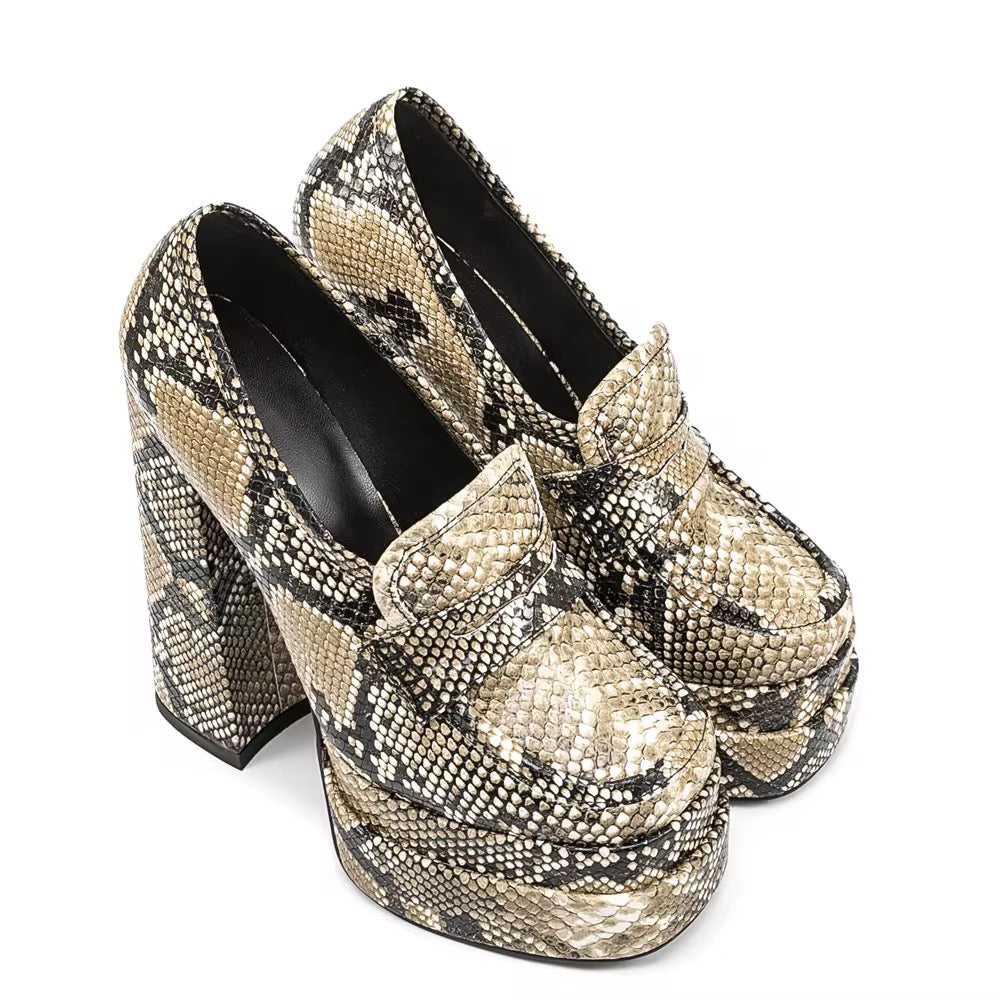 Serpent Stacked Platform Heels