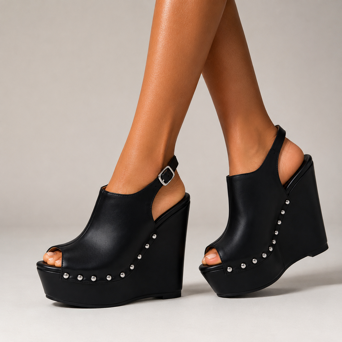 Riveted Royalty Wedge Heels